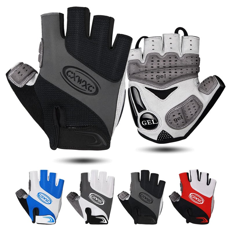 CXWXC Cycling Gloves for Men Women - Breathable Gel Road Mountain Bike Riding Gloves - Anti-Slip Half Finger Glove for Fitness Cycling Training Outdoor Sports - Image 1